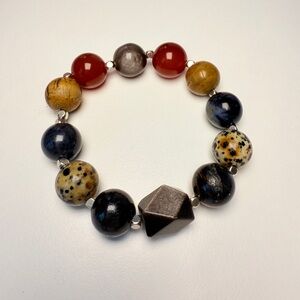 15mm+ Mixed Gemstone Statement Bracelet – Earth & Sky Colors